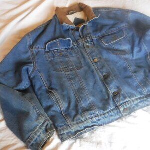 Mens Wrangler Hero Denium Jean Jacket Interior Faux Fur Size XL EG Pre Owned